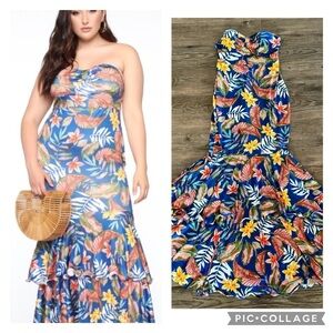 Fashion Nova Strapless Tropical Mermaid Dress